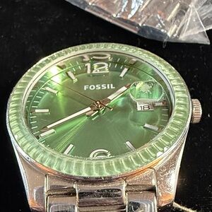 Fossil Silver and Green Watch